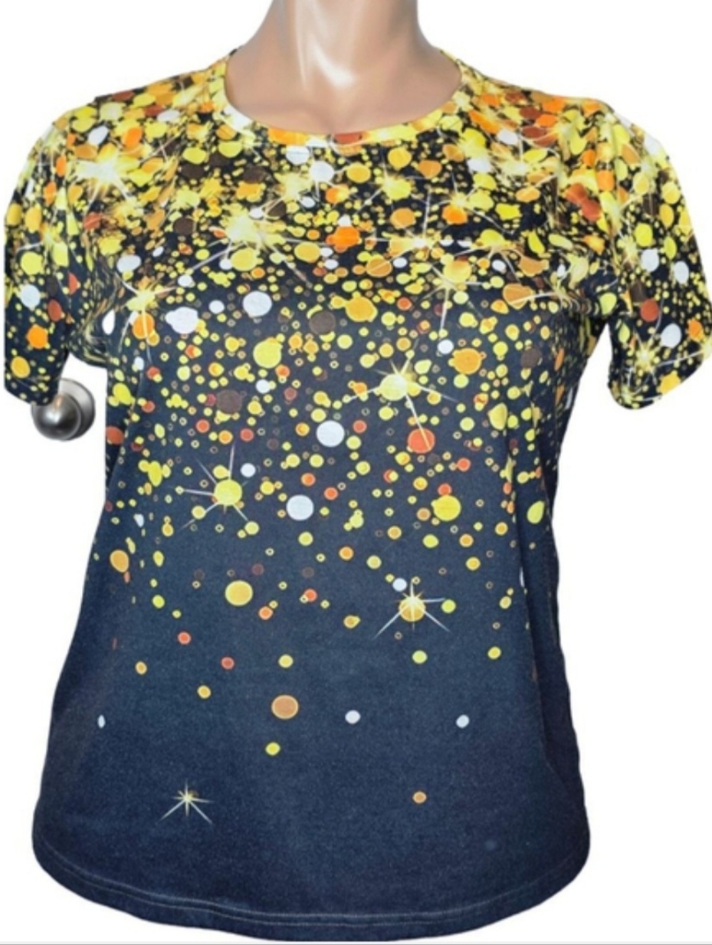 Women's Unbranded Short Sleeve Tee Plus 4X Black Gold Sparkle - Picture 4 of 4